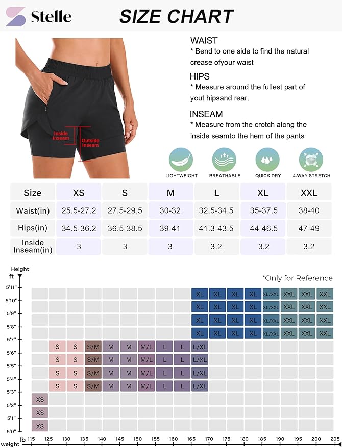 Women 2 in 1 Gym Shorts w/SECRET POCKET