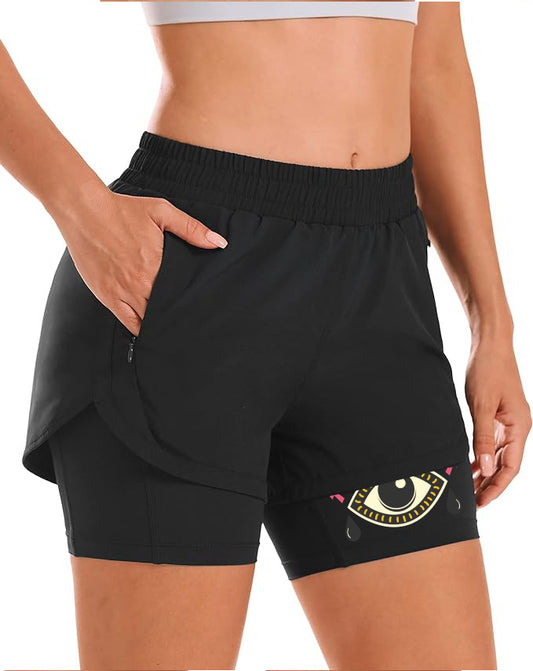 Women 2 in 1 Gym Shorts w/SECRET POCKET